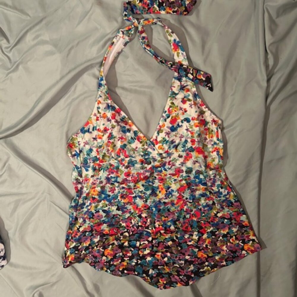 womens medium bikini top tank swim suit colorful floral top swimsuit swimming